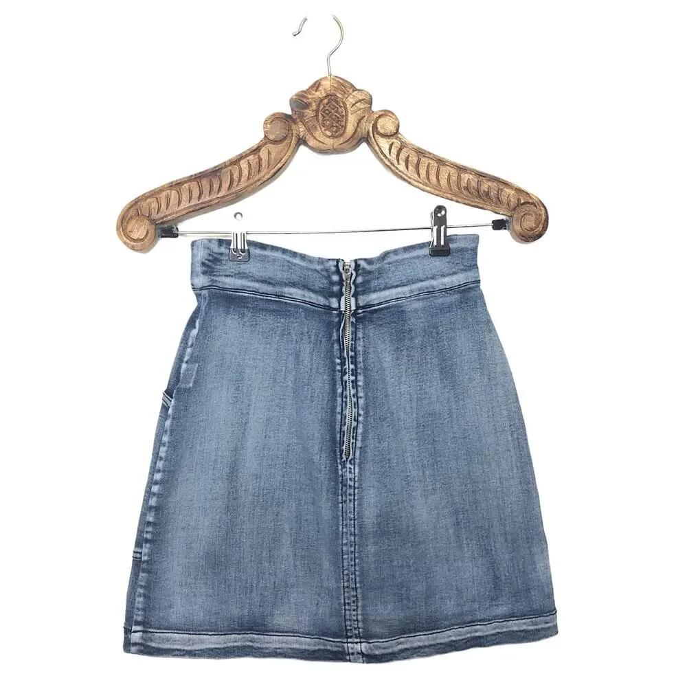 Harlow and Graham Denim Mini Skirt Acid Wash Stretch Cotton High Waist Small